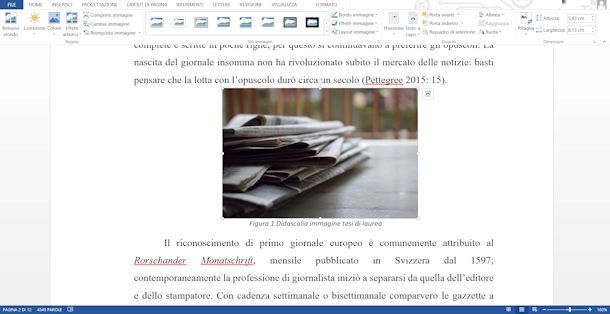 Inserire immagini tesi su Word