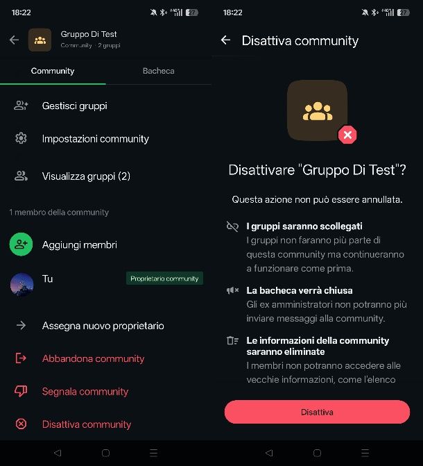 Come eliminare Community su WhatsApp