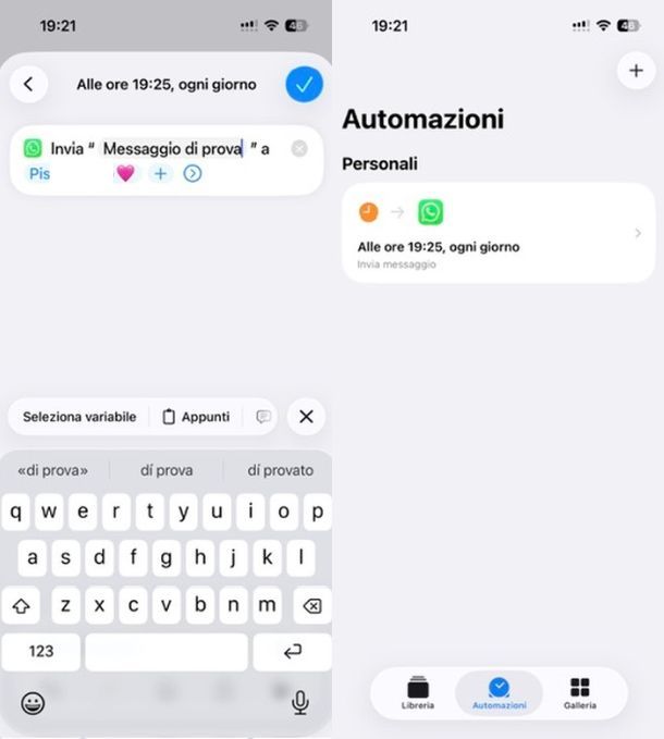 Messaggio automatico WhatsApp