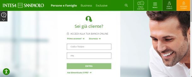 Pagina login Intesa Sanpaolo