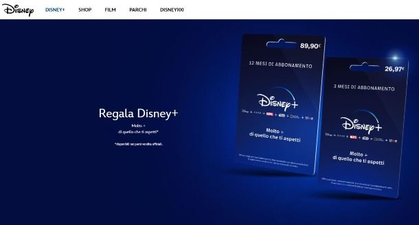 Carte regalo Disney+