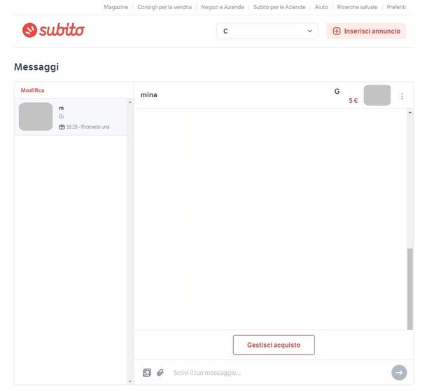 Subito sito PC contattare venditore