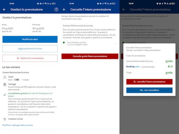 Come cancellare prenotazione Booking da app