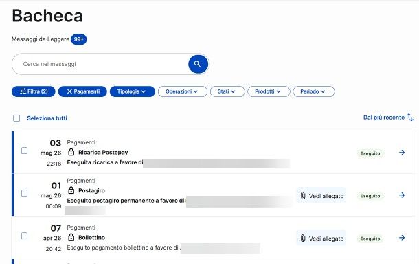 Come scaricare ricevuta pagamento Postepay