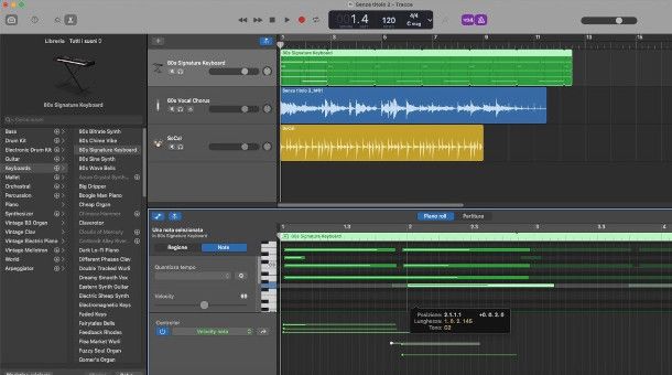 Editing traccia MIDI su GarageBand Mac
