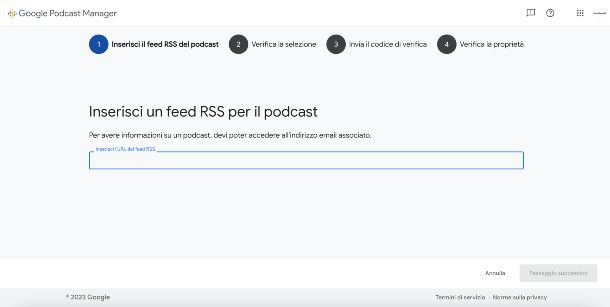 Google Podcasts Manager, feed RSS