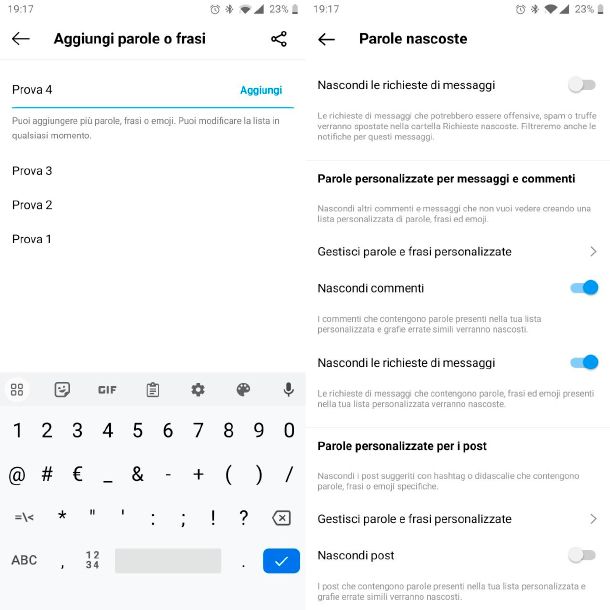 Come funzionano le parole nascoste su Instagram
