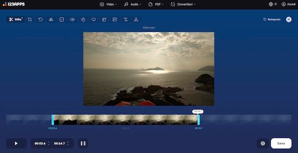 Taglia video di 123apps