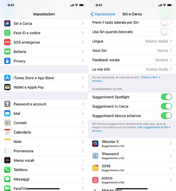 Impostazioni iOS