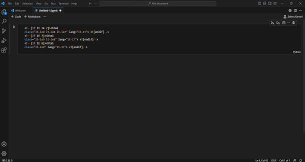 interfaccia Visual Studio Code