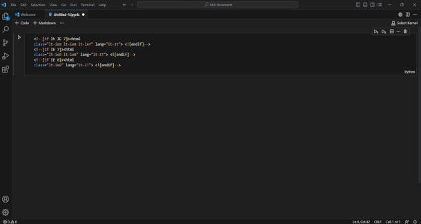 interfaccia Visual Studio Code