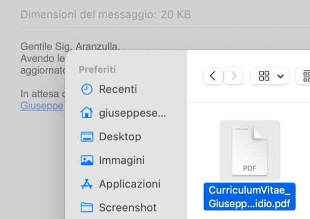 Inviare CV via mail