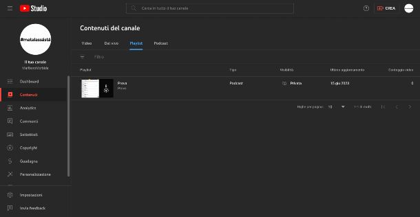 YouTube studio gestione podcast