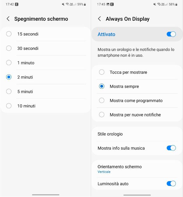 Come tenere lo schermo sempre acceso Samsung