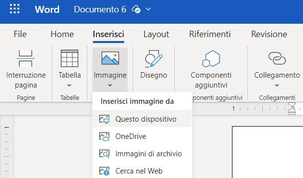 Inserire PDF in Word online come immagine