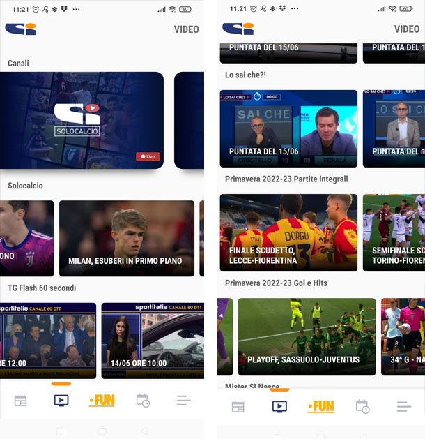 App Sportitalia per vedere sport gratis