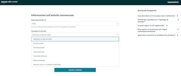 Creare account venditore su Amazon