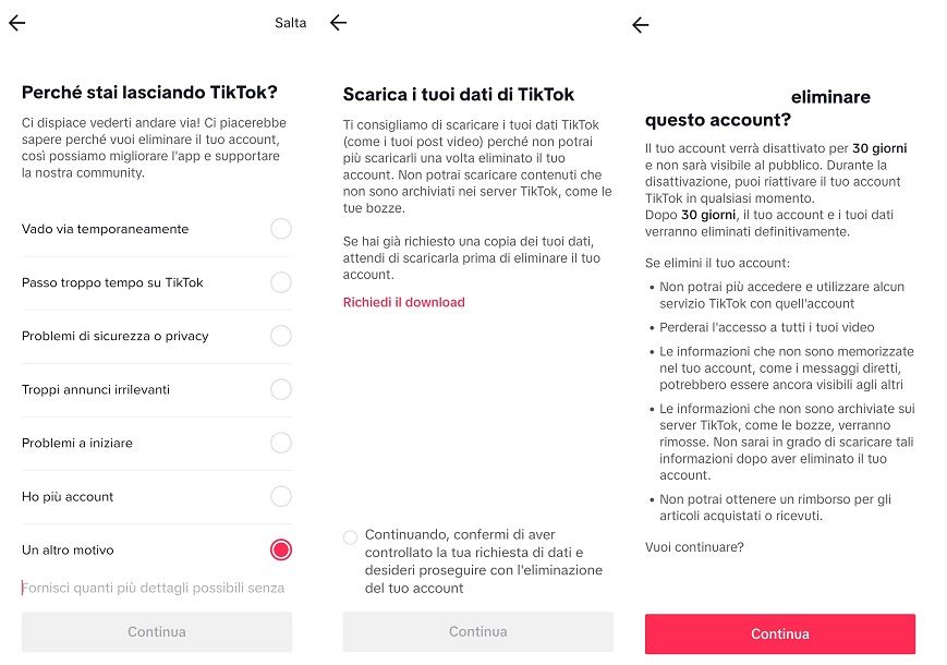 Come cancellare profilo TikTok