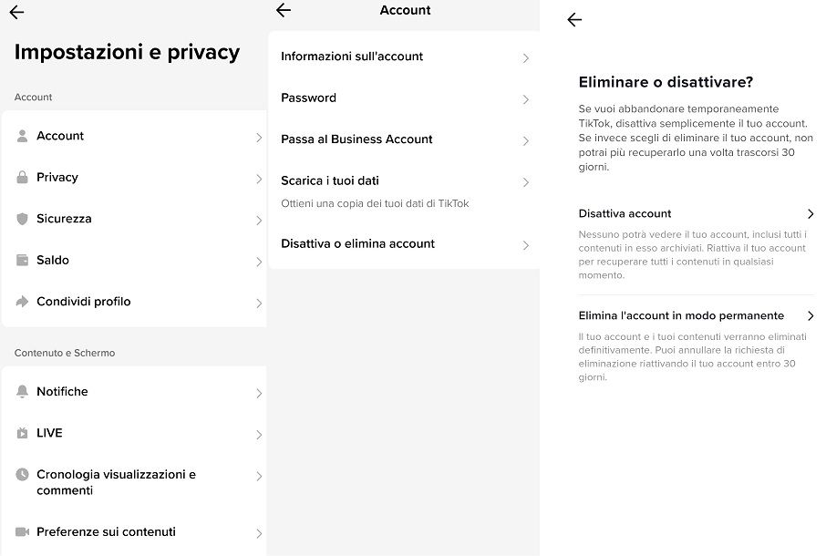 Come eliminare account TikTok definitivamente