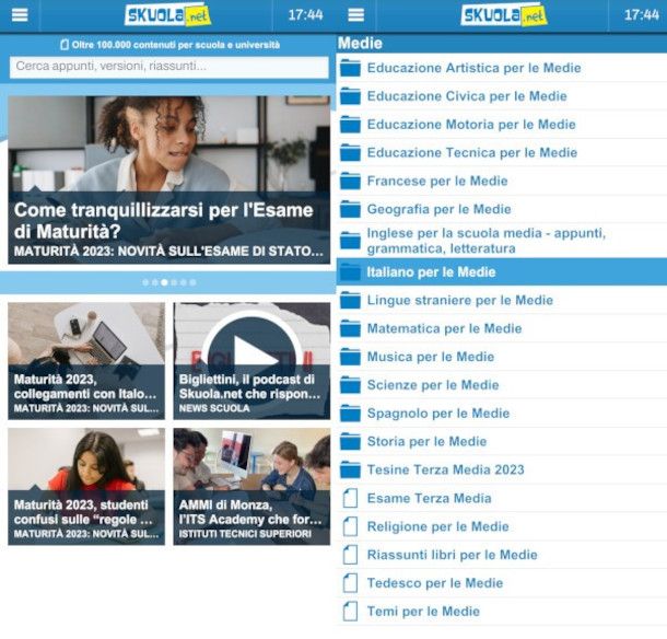 schermate app Skuona.net Appunti