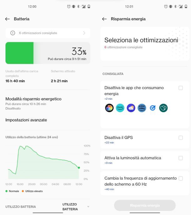 Stato batteria Android 12