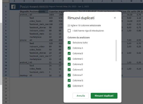 Come eliminare doppioni in Excel