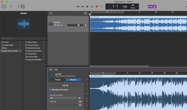 funzione Reverse Garageband