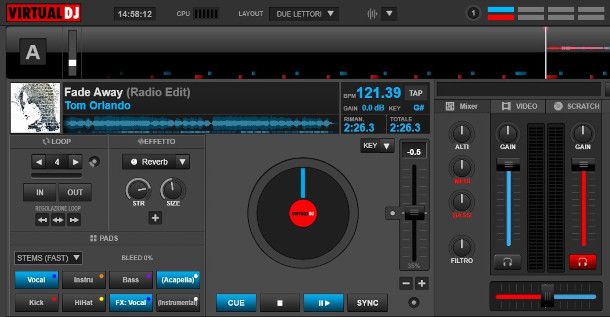 strumenti di un lettore su Virtual DJ