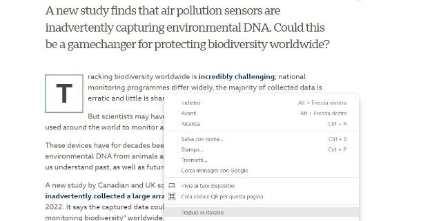 traduzione pagina Web con Chrome