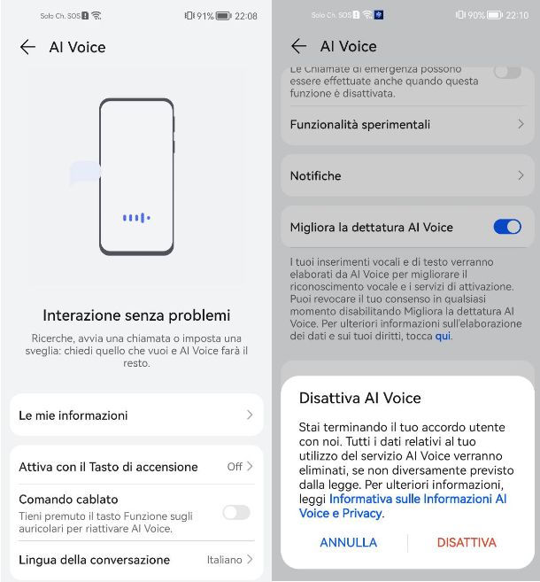 Come disattivare assistente vocale Celia Huawei