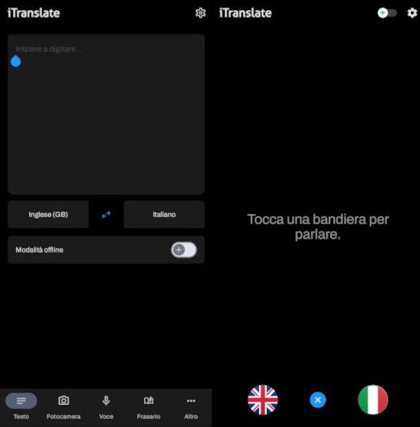 schermate app iTranslate