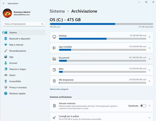 windows pulizia memoria