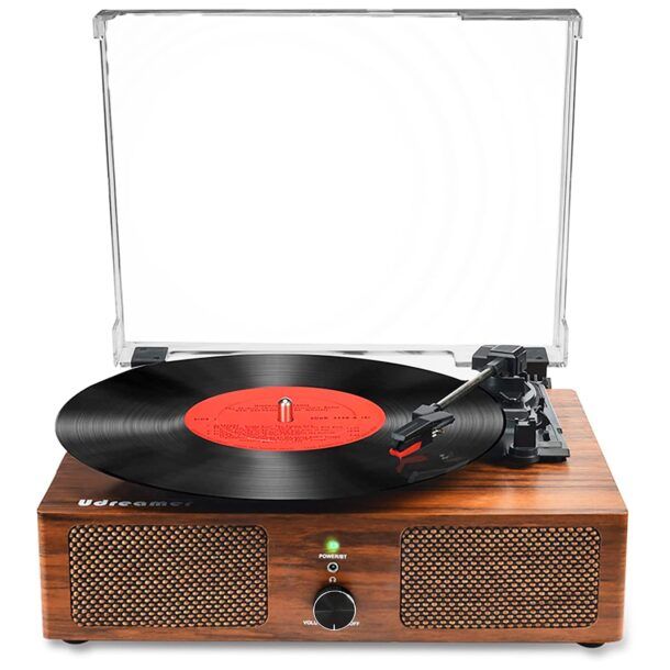 Giradischi Fonografico Retrò Con Altoparlante Bluetooth E Corno In Rame, Portatile Vintage Grammofono Stereo Per Casa E Ufficio
