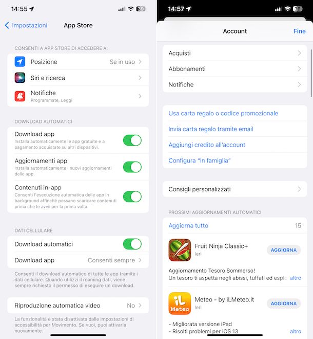 Impostazioni iOS