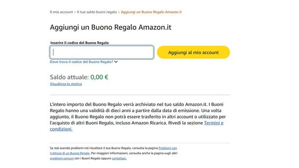 Come aggiungere buoni su Amazon