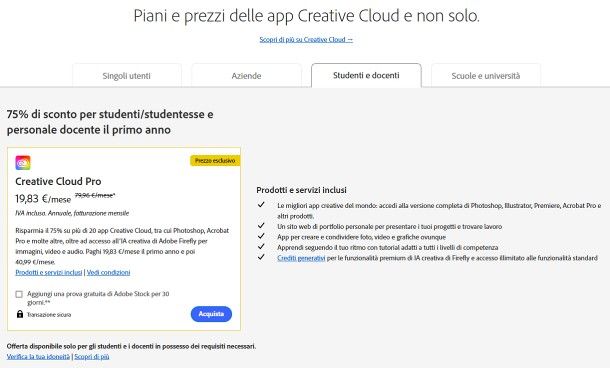 Photoshop gratis studenti