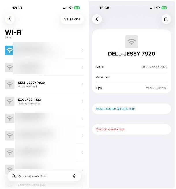 Come recuperare password WiFi dal telefono iPhone