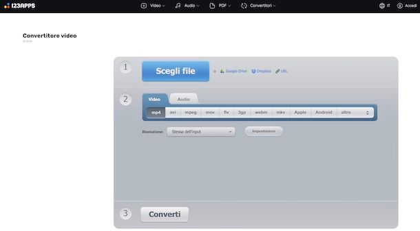 Convertitore video di 123apps