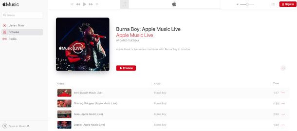 Web app Apple Music