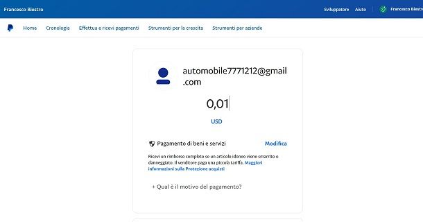 paypal beni e servizi