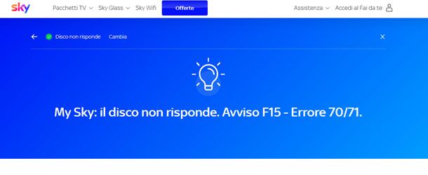 Il disco del decoder My Sky non risponde
