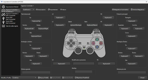 PCSX2 mappatura controller