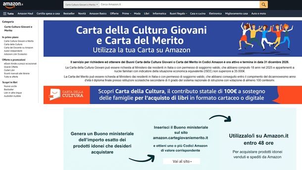Carta della Cultura Giovani e Carta del Merito Amazon