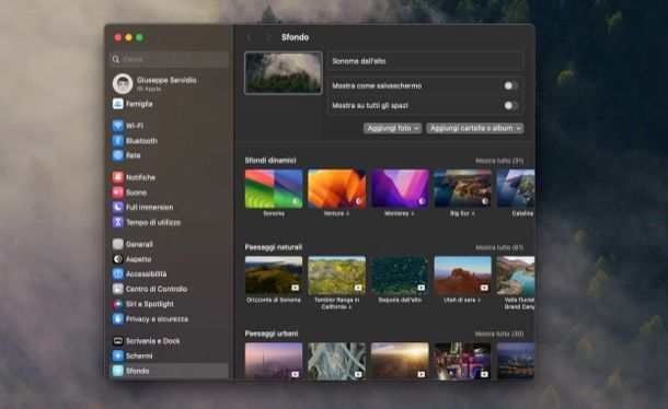 Cambiare sfondo su macOS