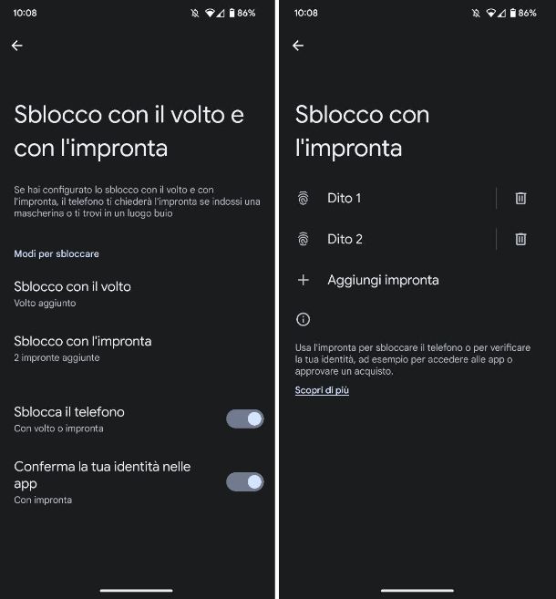 Come registrare l'impronta digitale su Android