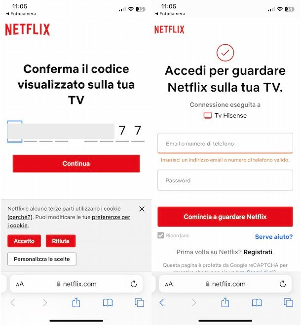 Collegare account Netflix a TV