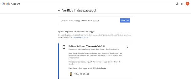 google verifica 2 passaggi