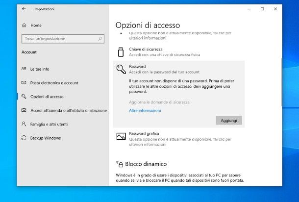 Come mettere la password al PC