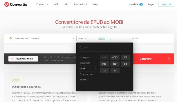 Programma per convertire ePub in MOBI