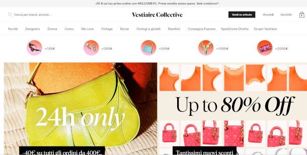 home page sito Vestiaire Collective